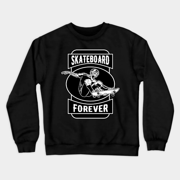 SKULL SKATE BOARD Crewneck Sweatshirt by beanbeardy